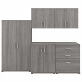 Bush Business Furniture Universal 92W 5 Piece Modular Storage Set with Floor and Wall Cabinets
